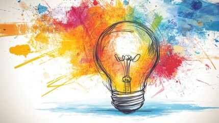 Illuminating creativity, a light bulb splashed with paint symbol of innovative ideas and artistic inspiration