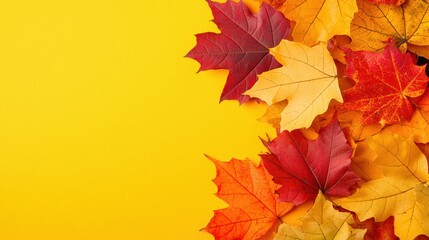 Fototapeta premium Close-Up of Autumn Leaves in Vibrant Colors