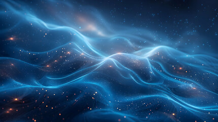 Abstract Blue 3D Background with Glowing Particles