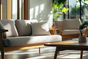 Fototapeta premium Modern Living Room with Natural Light and Plants