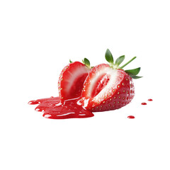 Juicy Strawberries on Transparent Background