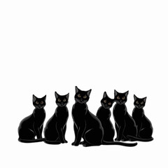 black cats funny halloween vector illustration