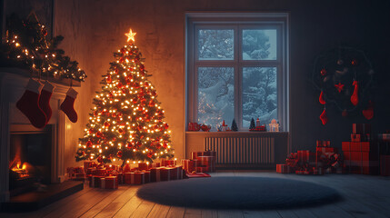 Fototapeta premium Merry Christmas, wallpaper, a family festival to celebrate happiness