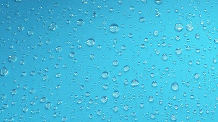 Water drops glistening on a vibrant blue background, abstract, condensation, texture