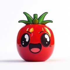 3D cartoon-style tomato ketchup bottle character with vibrant, playful colors, isolated on white.