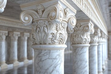 Obraz premium Ornate Marble Columns Classical Architecture Ancient Greek Design Detailed Decorative 