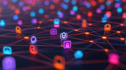 A 3D network of search engine icons connected by glowing threads, symbolizing the interconnectedness of digital searches