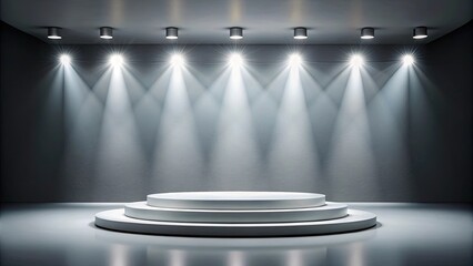 Empty podium in studio lights background, realistic render, podium, empty, studio, lights, background, realistic,render
