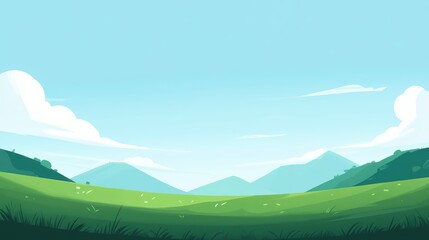 Obraz premium Simple Vivid Landscape of Green Meadows