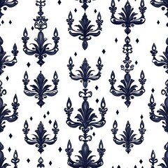 Flat style seamless pattern of chandelier lighting isolated on a white background.