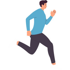 Person Running Cartoon Character. Healthy Activities. Vector Illustration.