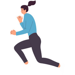 Person Running Cartoon Character. Healthy Activities. Vector Illustration.