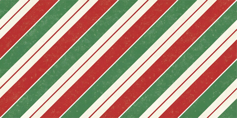 Retro-inspired Christmas striped pattern in red, green, and white, candy cane pattern, wrapping papper.