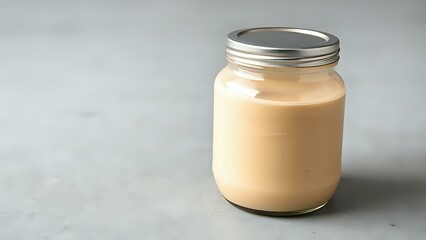 Tahini Jar on Grey Background