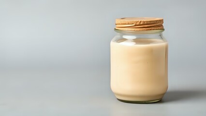 Tahini Jar on Grey Background