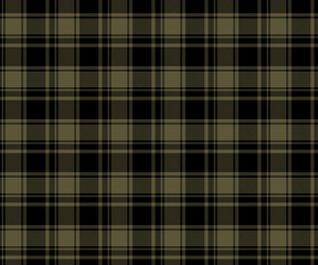 Plaid fabric pattern, black, green, seamless and modern cross lines pattern for textiles, and for designing clothes, skirts or decorative fabrics. Vector illustration.