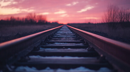 Fototapeta premium Twilight Tracks: A Journey Into the Horizon