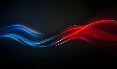 A sleek and modern desktop wallpaper background featuring abstract waves of red, blue, and black colors against a dark gradient backdrop.