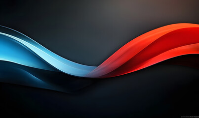 A sleek and modern desktop wallpaper background featuring abstract waves of red, blue, and black colors against a dark gradient backdrop.