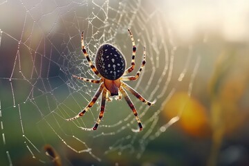 Spider weaves intricate web in nature
