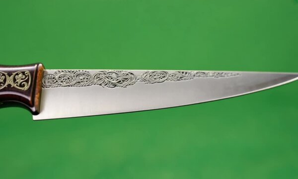 Sleek Silver Dagger Spinning in Mid-Air with Reflective Blade and Intricate Hilt