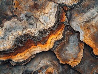 Obraz premium Abstract geological patterns with rich colors and textures resembling natural stone formations.