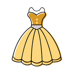 ball gown  vector icon, dress icon, vector clothing icon - simple vector illustration of a ball gown , in a simple and clean style, for business and fashion graphics. clothing flat illustration.