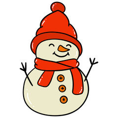 snowman color line icon with white background vector stock illustration