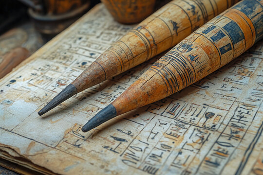 an Egyptian scribes tools, including a stylus.