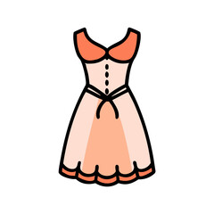 lace dress  vector icon, dress icon, vector clothing icon - simple vector illustration of a lace dress , in a simple and clean style, for business and fashion graphics. clothing flat illustration.