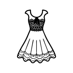 lace dress  vector icon, dress icon, vector clothing icon - simple vector illustration of a lace dress , in a simple and clean style, for business and fashion graphics. clothing flat illustration.