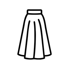 maxi skirt  vector icon, dress icon, vector clothing icon - simple vector illustration of a maxi skirt , in a simple and clean style, for business and fashion graphics. clothing flat illustration.