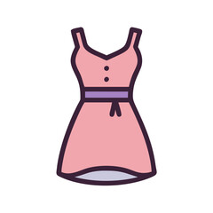 mini dress  vector icon, dress icon, vector clothing icon - simple vector illustration of a mini dress , in a simple and clean style, for business and fashion graphics. clothing flat illustration.