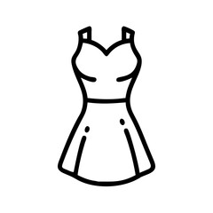 mini dress  vector icon, dress icon, vector clothing icon - simple vector illustration of a mini dress , in a simple and clean style, for business and fashion graphics. clothing flat illustration.
