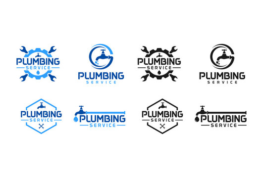 Set of Plumb Service logo designs Template
