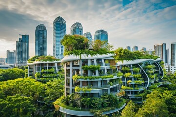 Green architecture for sustainable green buildings in contemporary cities. Generative Ai