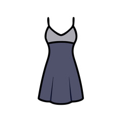 slip dress  vector icon, dress icon, vector clothing icon - simple vector illustration of a slip dress , in a simple and clean style, for business and fashion graphics. clothing flat illustration.