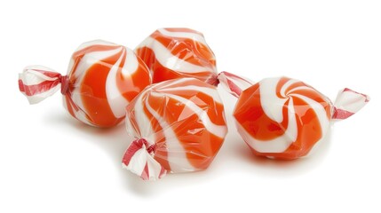 Candy on a white background presents a sweet and enticing sight. A colorful display of treats that brings joy and indulgence.