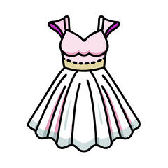 tulle dress  vector icon, dress icon, vector clothing icon - simple vector illustration of a tulle dress , in a simple and clean style, for business and fashion graphics. clothing flat illustration.
