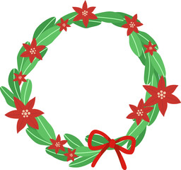 Leaves and berry Christmas wreath frame illustration for decoration on Christmas holiday and new year festival.