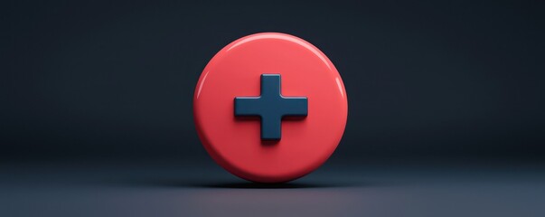 Obraz premium Iconic 3D representation of an add button, plus sign centered in a circle.