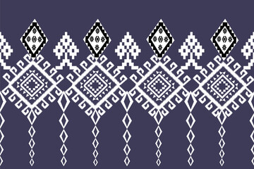 Oriental native embroidery seamless geometric pattern. White floral pattern, blue background illustration, design, vector, silk fabric edge.lace pattern