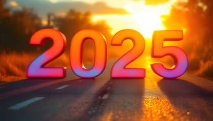 2025 Vision, Glowing Highway Leads to a Bright Urban Future