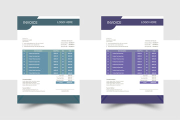 Unique and professional Invoice design template for company bill form business invoice. Innovative design, with creative design and creative color. For your business.