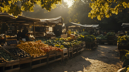 A captivating photo of a local farmer’s market, promoting sustainable farming practices.