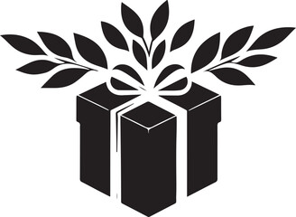 Gift Box Silhouette with Ribbon - Vector Art on White Background.