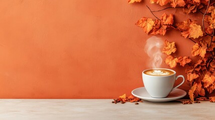 Artistic depiction of a cappuccino cup with swirling steam