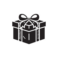 Isolated Gift Box with Ribbon Silhouette Vector Illustration.