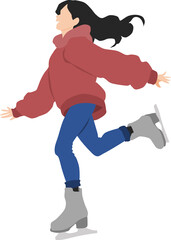 スケートをする女性のイラスト