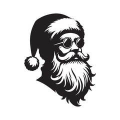 Christmas Santa Silhouette Vector Clean White Background.